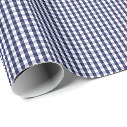 navy blue and white gingham wrapping paper
