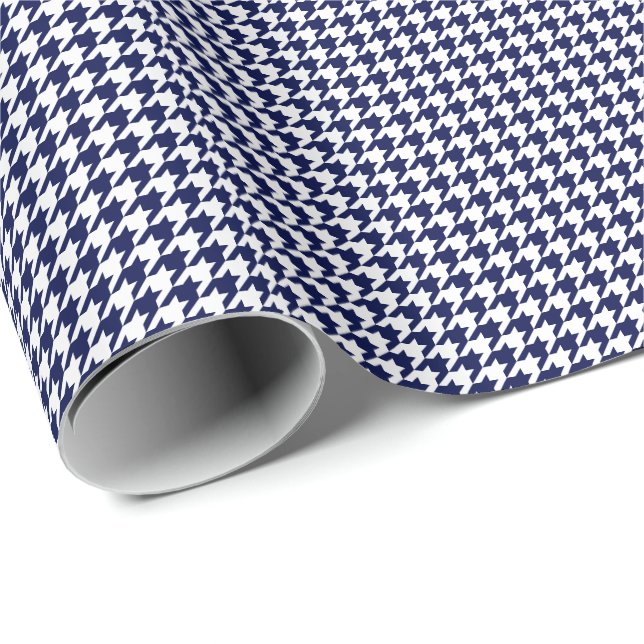 Small Navy Blue and White Houndstooth Wrapping Paper (Roll Corner)