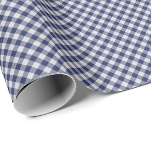 Small Navy Blue Gingham Checks Pattern Geometric Wrapping Paper