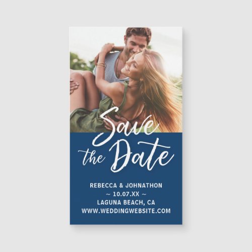 Small Navy Blue Save the Date Invitation Magnets