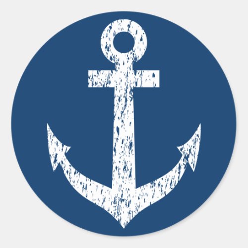 Small navy blue stickers with vintage boat anchor