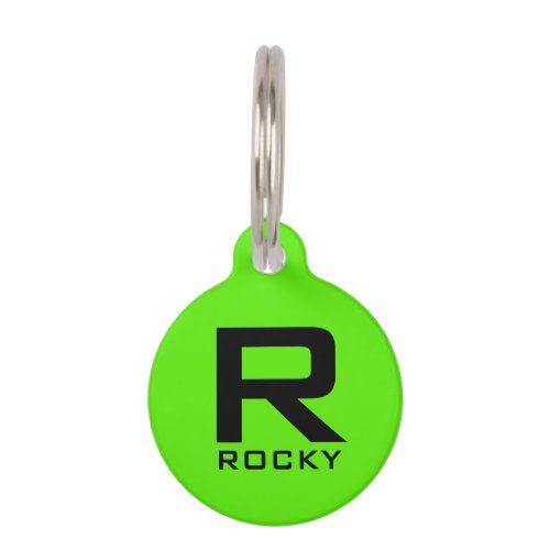 Small neon green custom pet tag for dog or cat