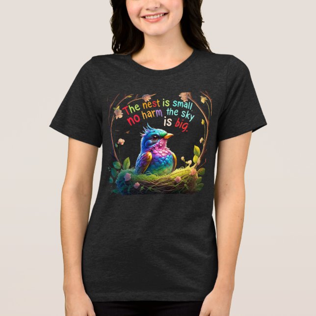 Small Nest, Big Dreams – Inspiring Nature Art Tee (Front)