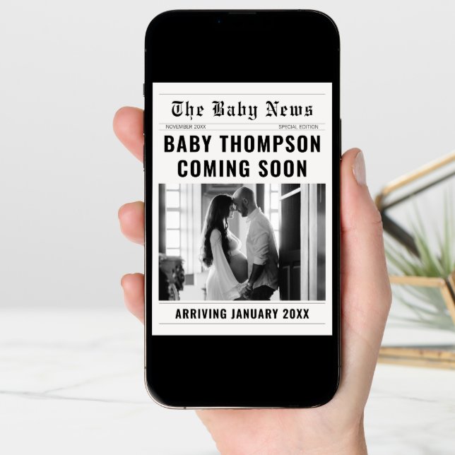 Small Newspaper Style Pregnancy Announcement (Front Digital)