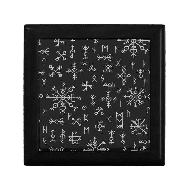 Small Norse Runes Wooden Keepsake Box (Front)