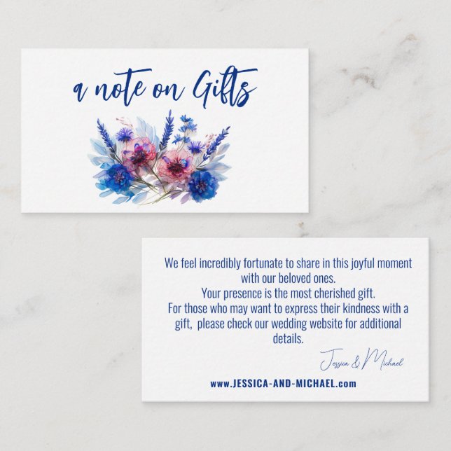 Small Note on Gifts Cornflowers and Lavender  Enclosure Card (Front/Back)