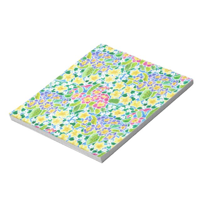 Small Notepad or Jotter, Pretty Primroses Pattern (Rotated)