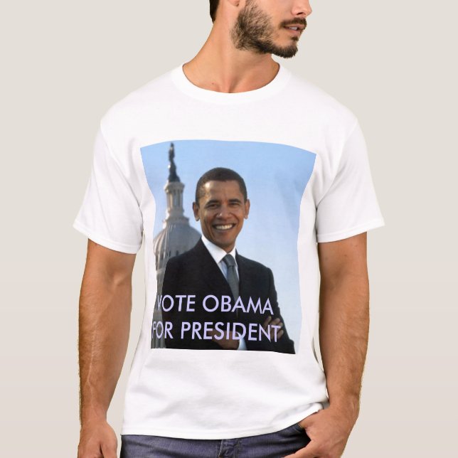 small_obama_image, VOTE OBAMA FOR PRESIDENT T-Shirt (Front)