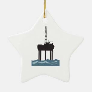 SMALL OFFSHORE OIL RIG CERAMIC ORNAMENT
