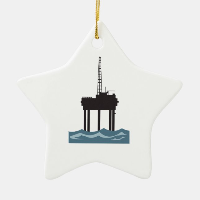 SMALL OFFSHORE OIL RIG CERAMIC ORNAMENT (Front)