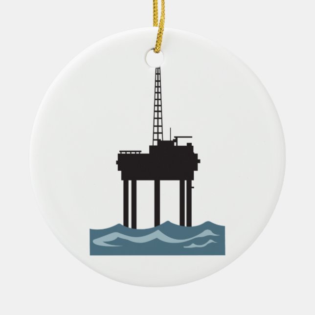 SMALL OFFSHORE OIL RIG CERAMIC ORNAMENT (Front)