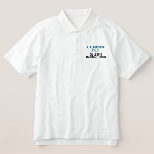Small or Large Business Custom Apparel Embroidered Polo Shirt
