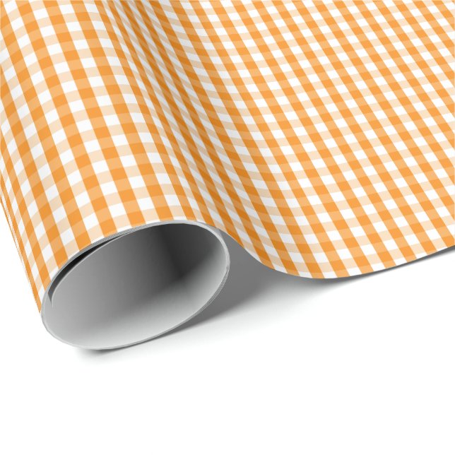 Small Orange and White Gingham Wrapping Paper (Roll Corner)
