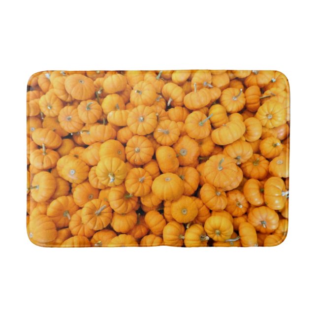 Small Orange Fall Harvest Pumpkins Bath Mat (Front)