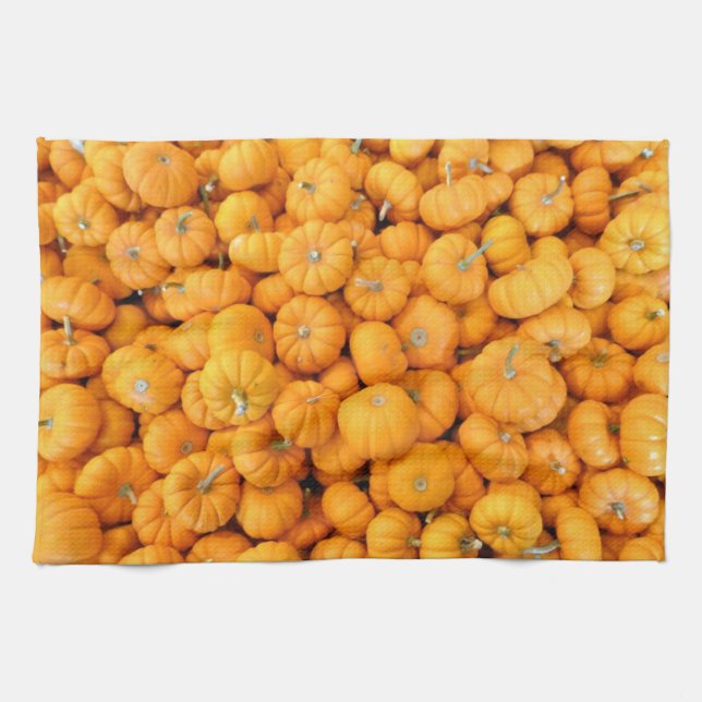 Small Orange Fall Harvest Pumpkins Kitchen Towel (Horizontal)