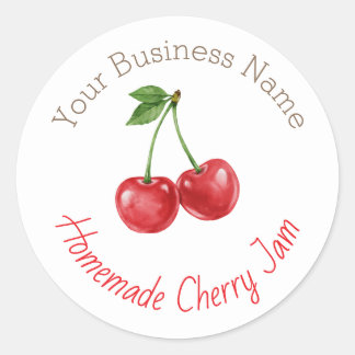Small Organic Business Watercolor Cherry Jam Label