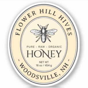Small Oval Honey Label French Bee Queenline Jars