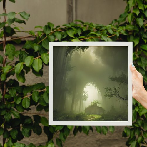 Small overgrown Hut in the Forest Poster