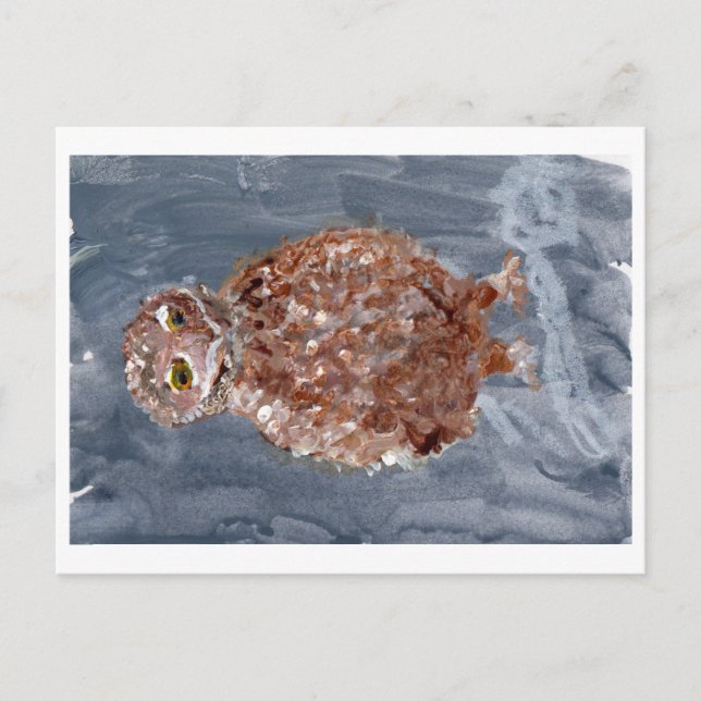Small owl with gray background postcard (Front)