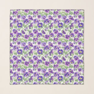 Small Pastel Purple Pansies Scarf