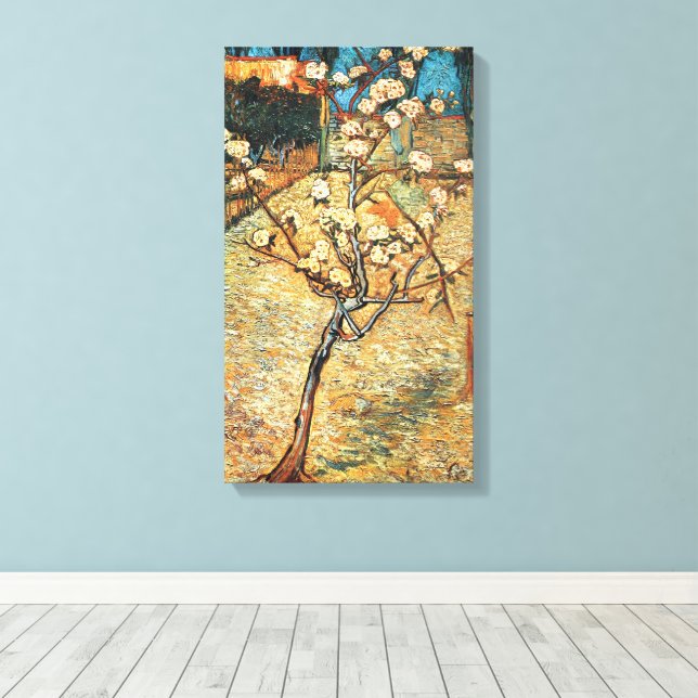 Small Pear Tree in Bloom by Vincent van Gogh Canvas Print (Insitu(Wood Floor))