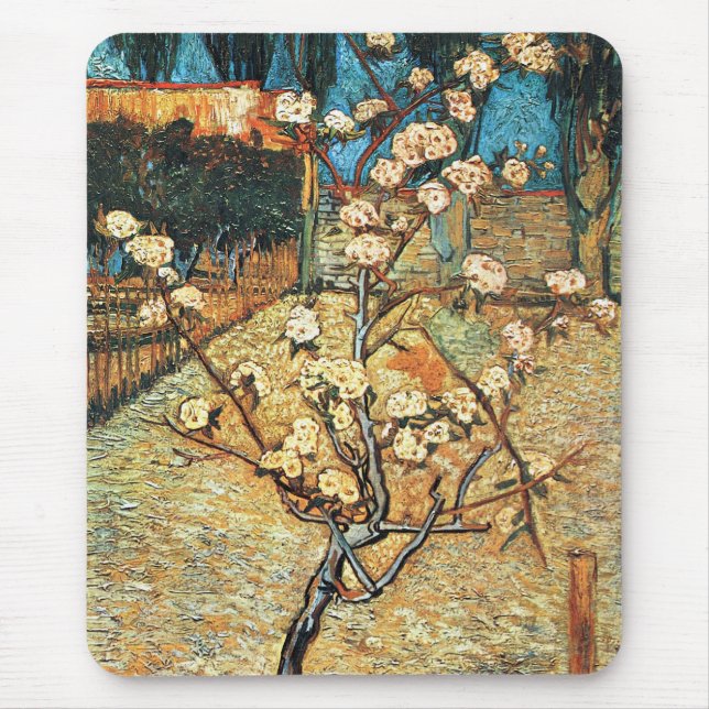 Small Pear Tree in Bloom by Vincent van Gogh Mouse Pad (Front)