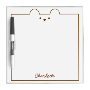 Small Personalized Brown Woodland Bear Dry Erase Board