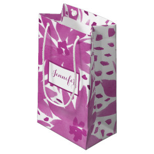 Small Personalized Floral Design Pink Gift Bag