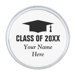 Small personalized graduation gift  silver finish lapel pin
