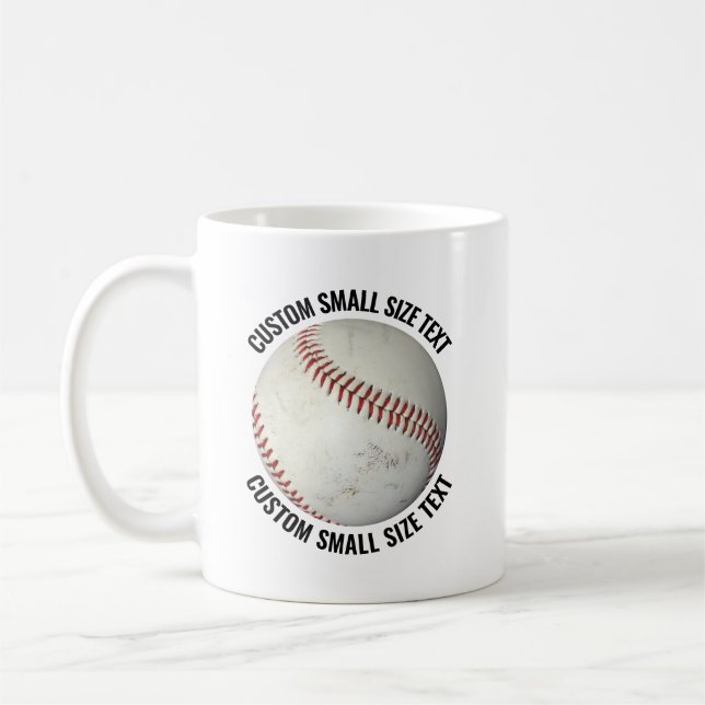 Small Personalized Text Baseball 11 oz. Custom Coffee Mug (Left)