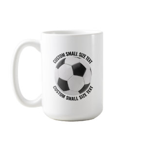 Small Personalized Text Soccer Ball 15 oz. Custom Coffee Mug