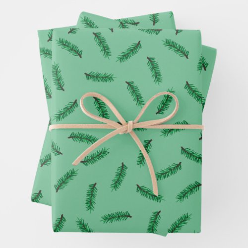 Small Pine boughs Christmas wrapping paper