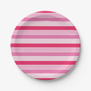 Small Pink and Cream Stripes Paper Plates