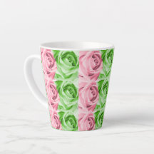 Small Pink and Green Roses Latte Mug