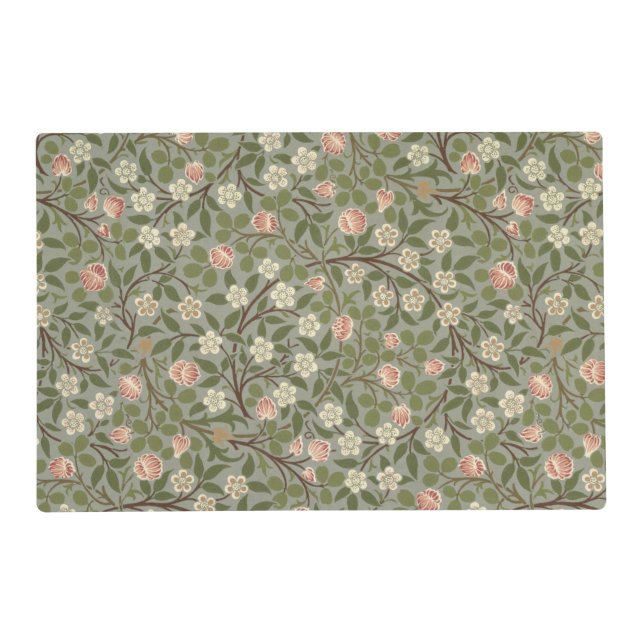 Small pink and white flower wallpaper design placemat (Front)