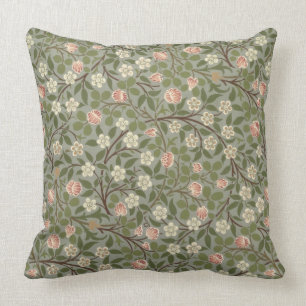 Small pink and white flower wallpaper design throw pillow