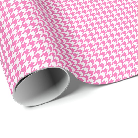 pink and white houndstooth wrapping paper