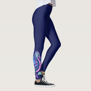 Small Pink & Blue Water Dragon Leggings
