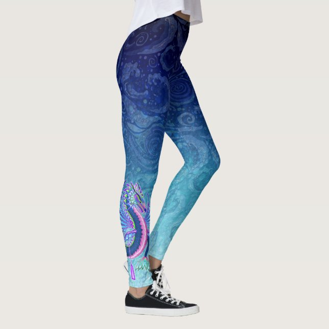 Small Pink &  Blue Water Dragon Leggings (Right)