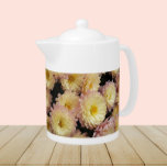 Small Pink Chrysanthemums Floral Teapot<br><div class="desc">White ceramic teapot with lid that features a photo image of small,  pink Mum flowers with yellow centers,  also known as Chrysanthemums. A lovely,  floral design!</div>