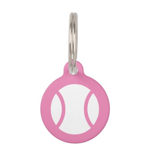 Small pink dog collar tag with tennis ball logo