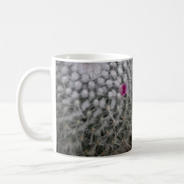 Small Pink Flowering Cactus Coffee Mug (Left)
