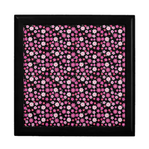 Small Pink Flowers Pattern C10 Black BG Gift Box