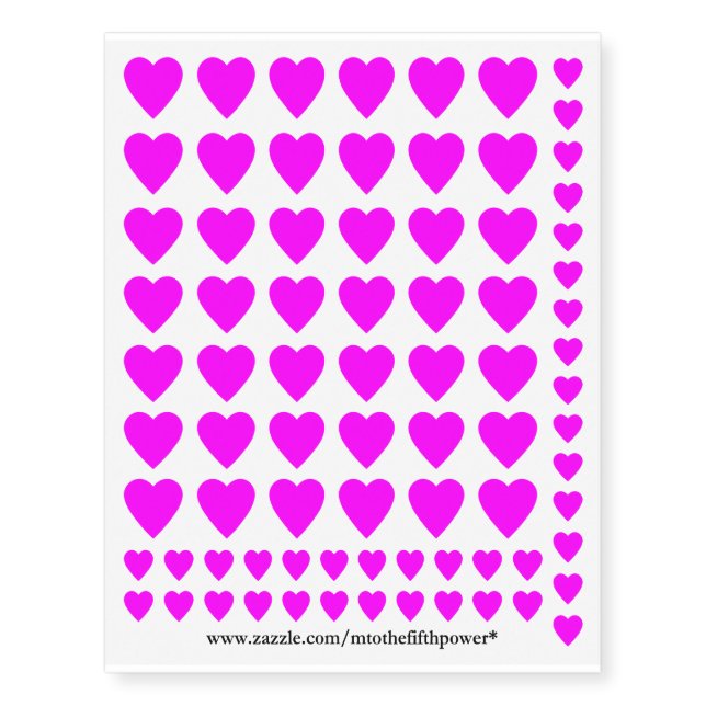 Small Pink Hearts Temporary Tattoos (Front)