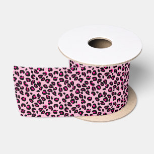 Small Pink Leopard Spots Animal Print Pattern Satin Ribbon