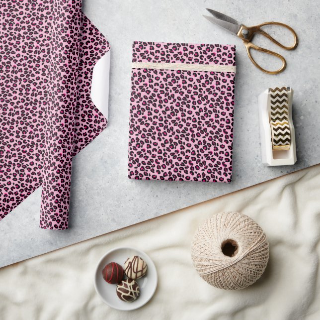 Small Pink Leopard Spots Animal Print Pattern Wrapping Paper (Crafts)