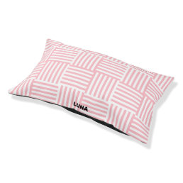 Small Pink Personalized Dog Name Striped Pet Bed