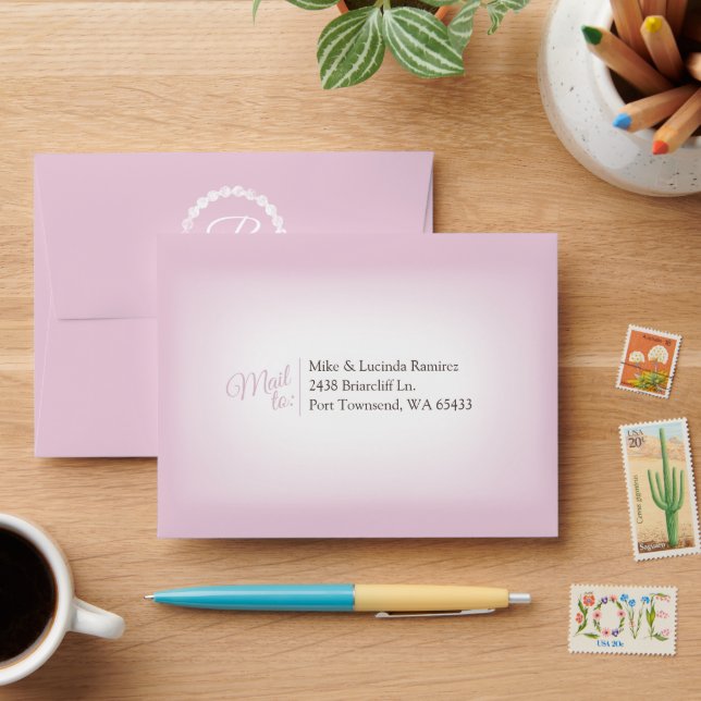 Small Pink, Pre-addressed RSVP Enclosure Envelope (Desk)