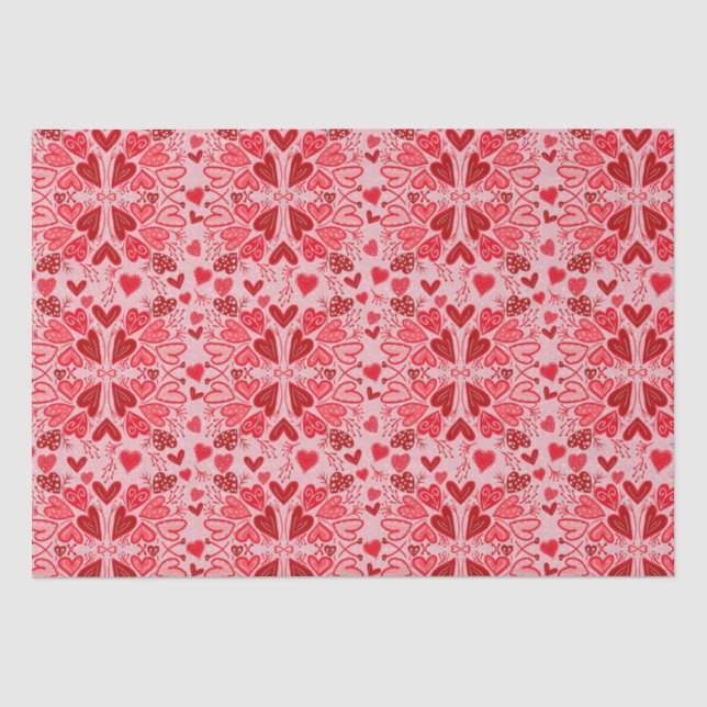 Small Pink Red Hearts Valentine Crafts Tissue Paper (Front)