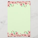 Small Pink Summer Flower Borders Stationery